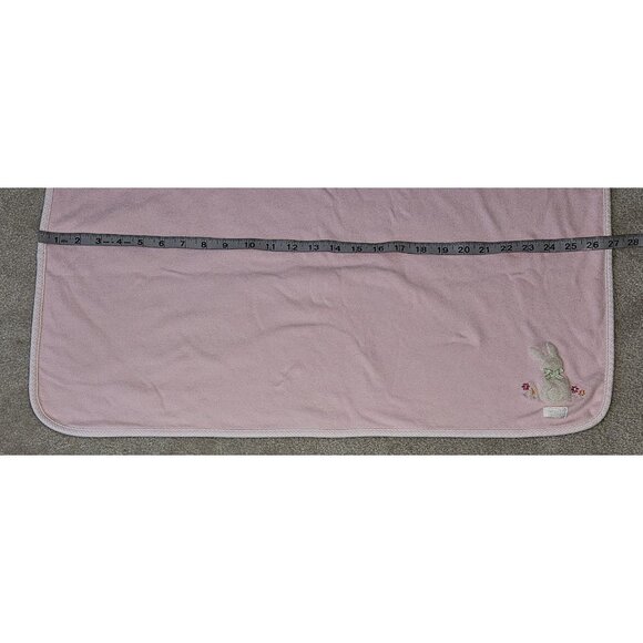 VTG Carter's Bunny Rabbit Pink Baby Blanket JOY IS Green White Stripe Cotton - Picture 6 of 8